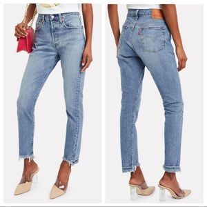 Levis 501 Distressed High Rise Frayed Skinny Jean